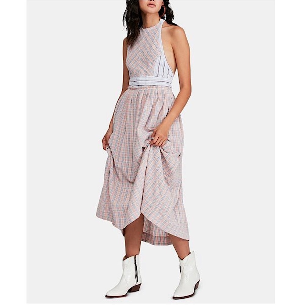 Free People Open Back Midi Cotton Dress